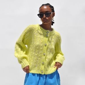 GANNI Relaxed Mohair Cardigan - Size M in ECRU 💛💚